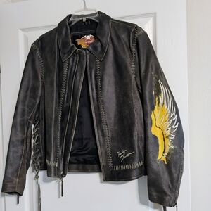 Ladies Harley Davidson distressed jacket XL